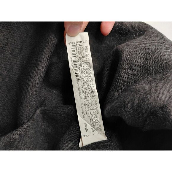 Zara Womens Black Linen Halter Top With Button Front & Tie Neck - Picture 4 of 7